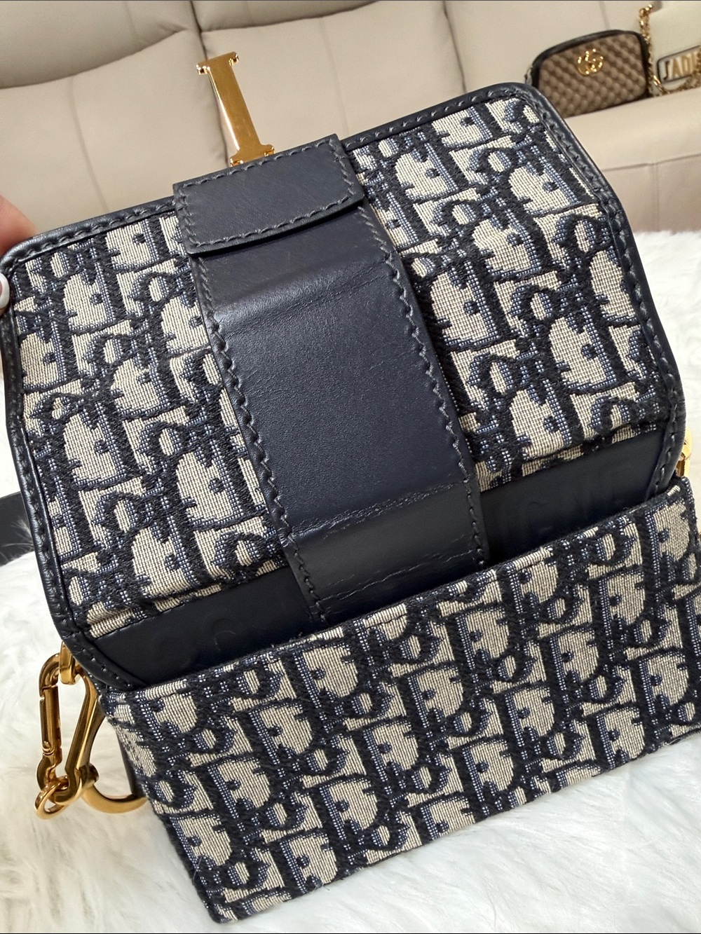 Christian Dior Oblique Navy Canvas CD Buckle Flap Crossbody Bag - Picture 8 of 16